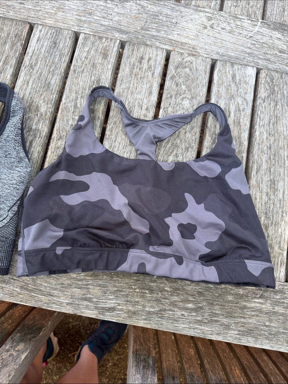 Gray Camo and Heather Gray Women’s Sports Bras - Picture 3 of 8
